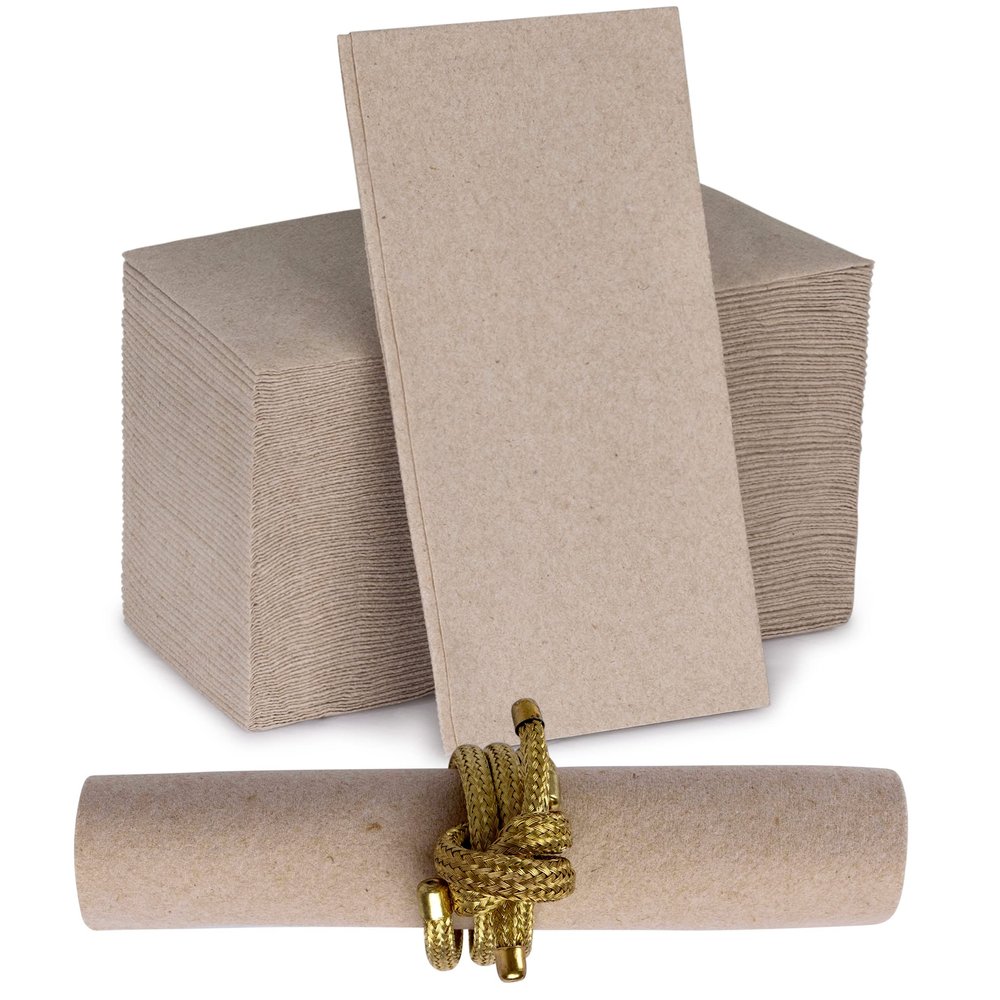 Disposable Cloth-Like Paper Napkins, 200 Pack 12" x 17" Linen-Feel Natural Color Dinner Napkins Recycled, For Wedding, Party, Kitchen Or Bathroom, Made In USA