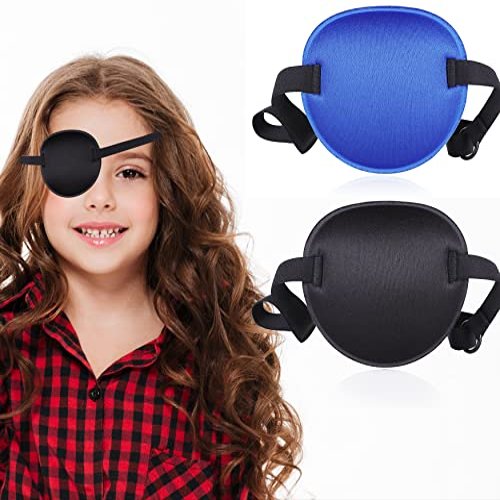 2 Pcs Eye Patch, Medical Eye Patches for Adults Kids Adjustable Eyepatch for Right/Left Eye, Amblyopia Lazy Eye Patch
