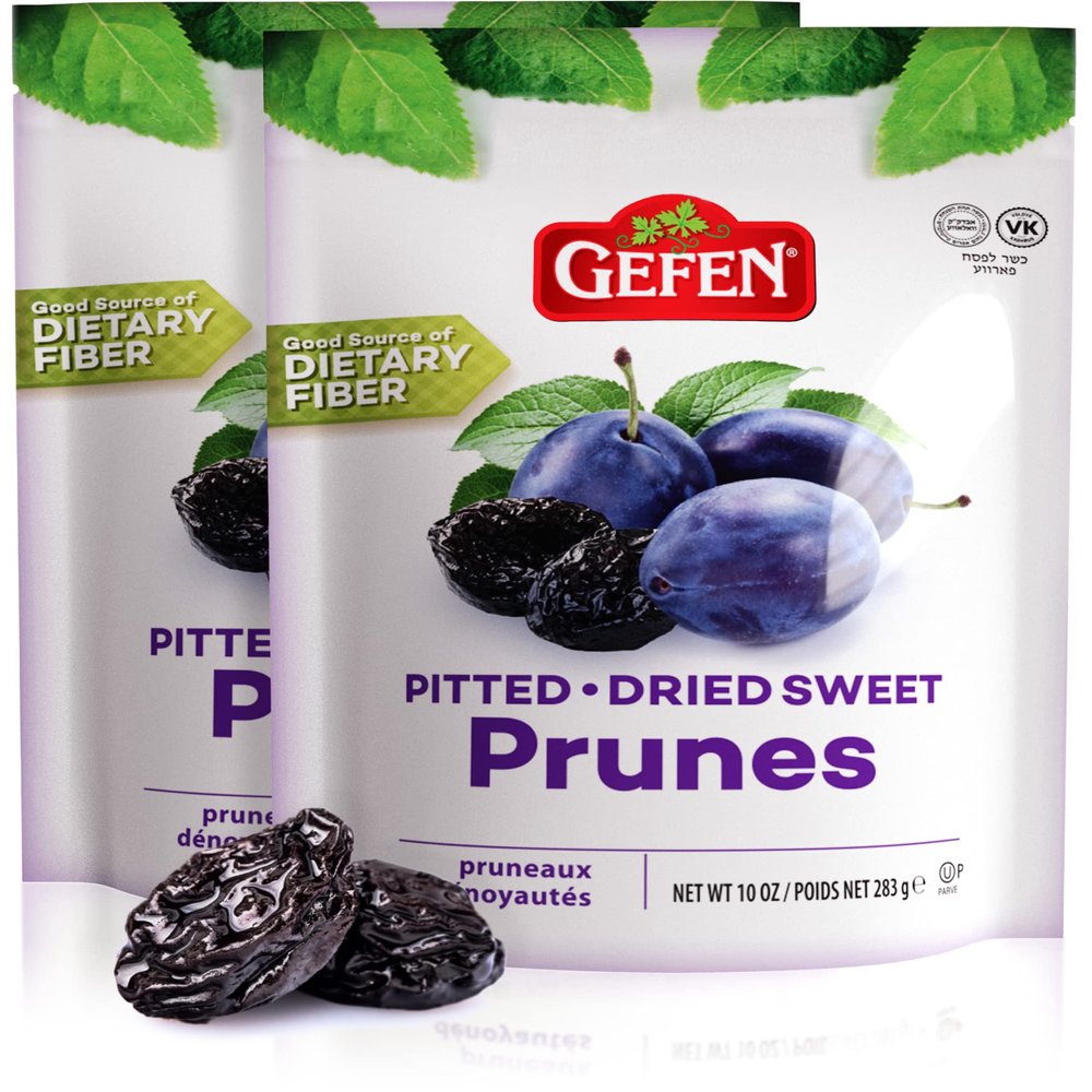 Gefen Pitted & Dried Sweet Prunes, 10oz (2 Pack) | Gluten Free, No Sugar Added, Good Source of Fiber, Product of the USA, Kosher, Made from Dried Plums