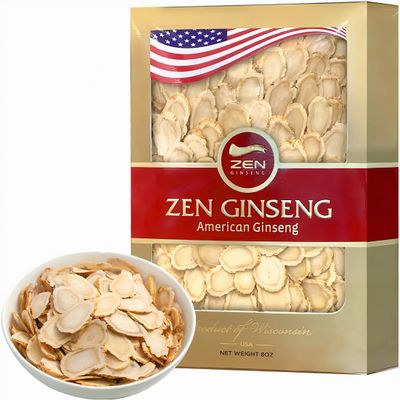 Zen American Wisconsin Ginseng Slices  Improved Energy, Performance, & Mental Health for Men & Women (8oz. Box)