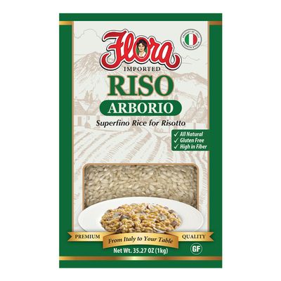 Flora Riso Arborio  Premium Superfino Rice for Risotto, Imported from Italy, 35.27 oz (1kg)  Gluten-Free, All Natural