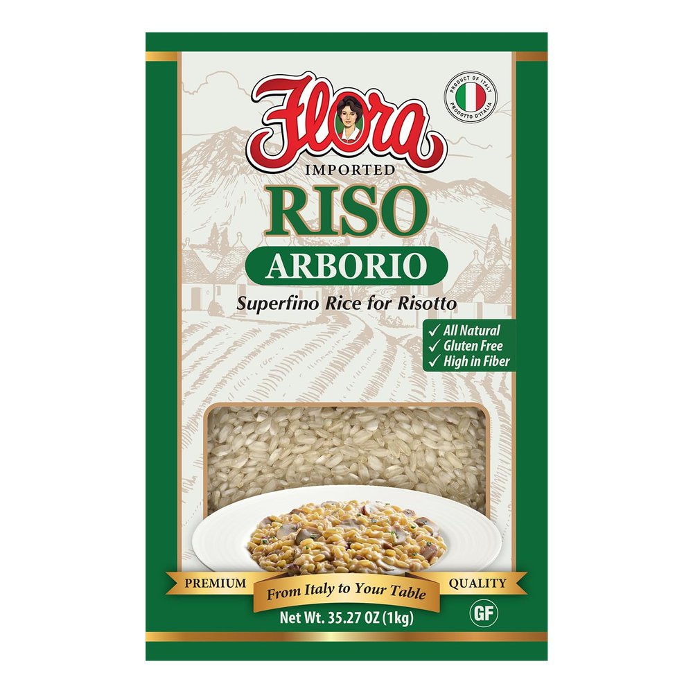 Flora Riso Arborio  Premium Superfino Rice for Risotto, Imported from Italy, 35.27 oz (1kg)  Gluten-Free, All Natural
