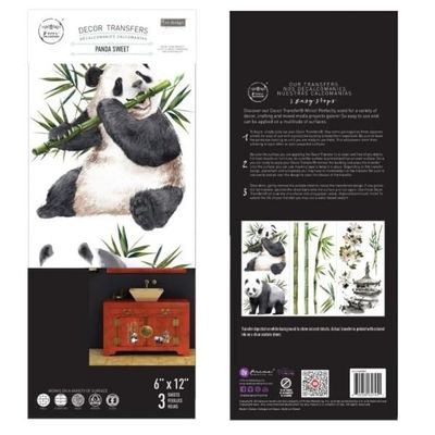 Redesign with Prima 655350657451 Panda Sweet - Small Transfers 6"x12" 3 Sheets Rub on Transfers for Wall Furniture Vintage Rub on Transfers Stickers for WallCrafts
