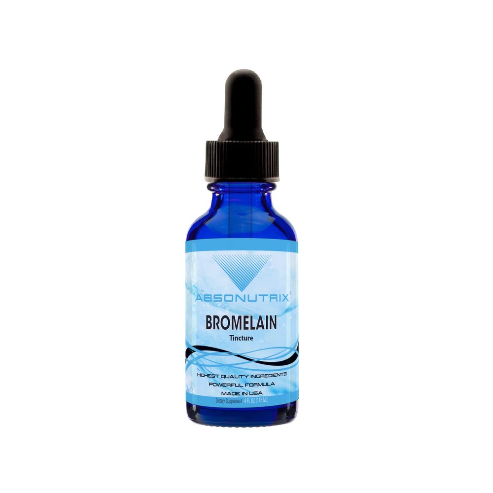 Absonutrix Bromelain 590 mg, Easy-to-Consume Liquid Drops, 4 Oz Bottle, Pineapple Extract for Tissue Support, Quick Absorption, Gluten-Free, Third-Party Tested, GMP-Certified, Non-GMO, Made in USA