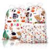 Sadnyy 4 Pcs Baby Shower Large Gift Bags for Boys Woodland Animals Drawstring Gift Wrap Bag Fabric Reusable Present Treat Bags for Baby Shower Forest Birthday Gender Reveal Party view 1