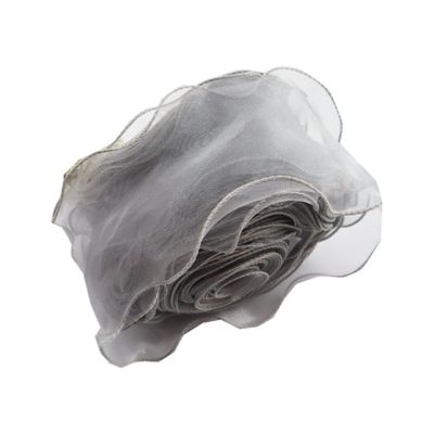5 Yards 80mm Wave Silk Gauze Organza Ribbon Bow Material for Hair Ornament Gift Wrapping Decoration Lace Ribbons (Color : Light Gray, Size : 80mm)