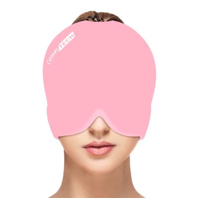 ComfiTECH Head Ice Pack Wrap Cold Cap Cooling Gel Hat, Medium, Pink