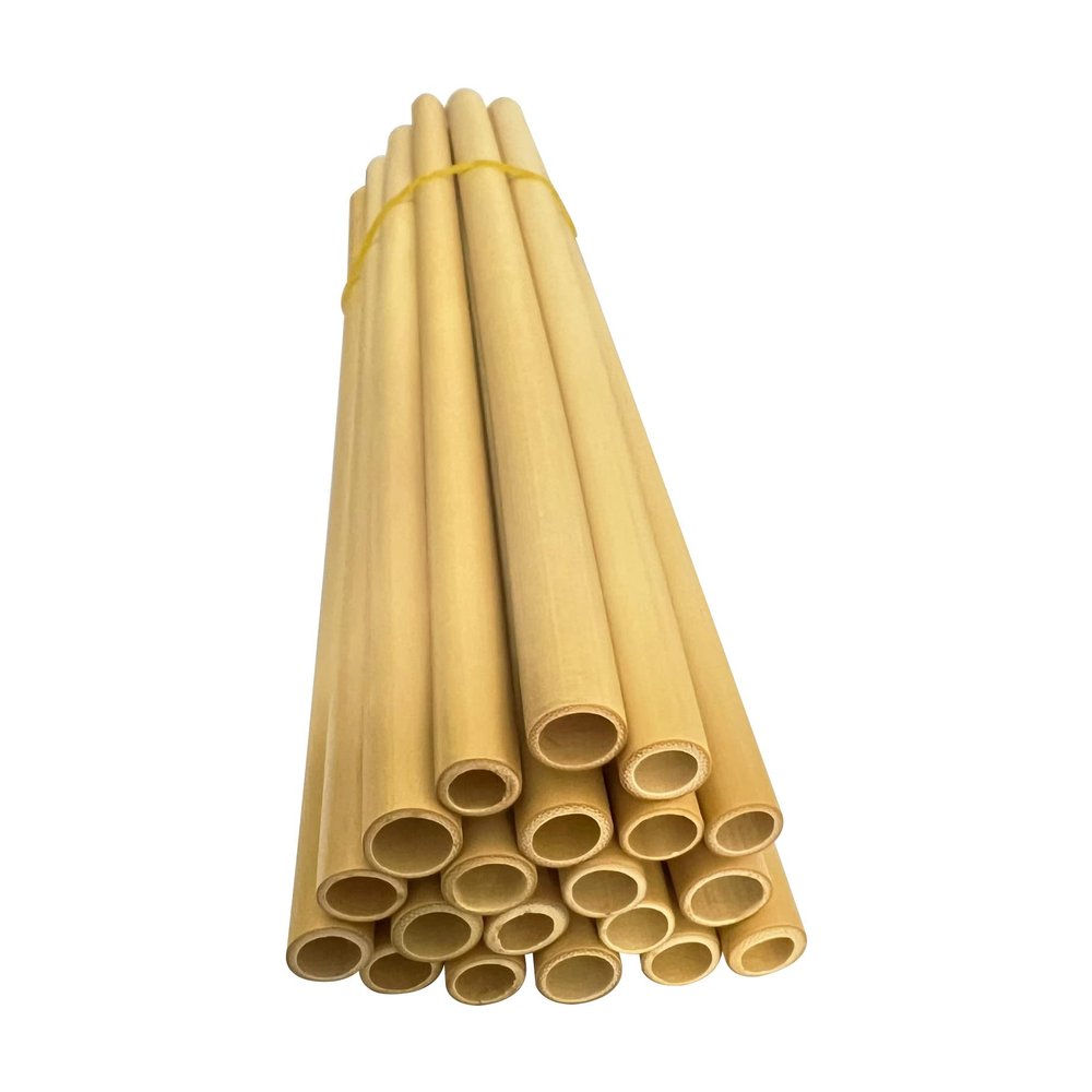 20 Pc Hand Crafted Organic 8" Biodegradable, Reusable Bamboo Drinking Straws