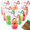 Spiareal 24 Set Christmas Drink Pouches for Adult with Straw, Drink Bags Reclosable Plastic Juice Pouches Xmas Juice Pouch for Christmas Party New Year Beverage Cocktail(Classic) view 1
