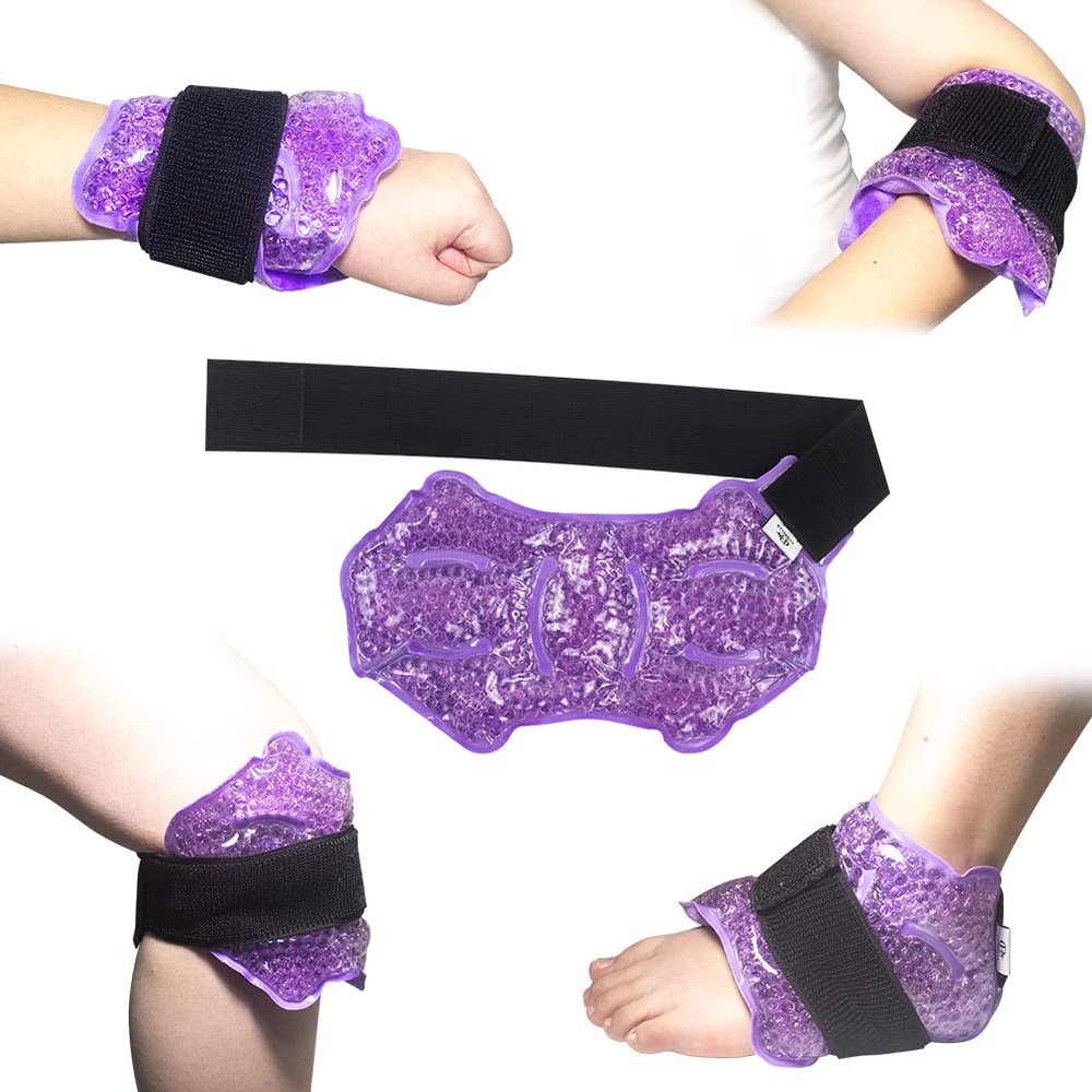 Conbella Ankle Foot Ice Pack Wrap for Injuries Reusable, Gel Bead ice Pack, Instant Pain Relief for Achilles Tendonitis, Plantar Fasciitis, Foot Heel - Soft Polyster Lining