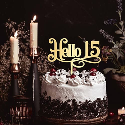 15th Birthday Party Supplies Birthday Cake Topper Hello 15 Personalized Name Any Age Number Fifteen 15 Years Old 15th Anniversary Birthday Gifts For Family Friends Gllitter Gold 6inch