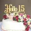 15th Birthday Party Supplies Birthday Cake Topper Hello 15 Personalized Name Any Age Number Fifteen 15 Years Old 15th Anniversary Birthday Gifts For Family Friends Gllitter Gold 6inch view 2