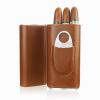 cgaplus 3-Finger Leather Cigar Case with Cutter Cedar Wood Lined Cigar Humidor Portable Travel Cigar Case(Brown) view 2