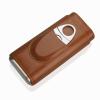 cgaplus 3-Finger Leather Cigar Case with Cutter Cedar Wood Lined Cigar Humidor Portable Travel Cigar Case(Brown) view 3