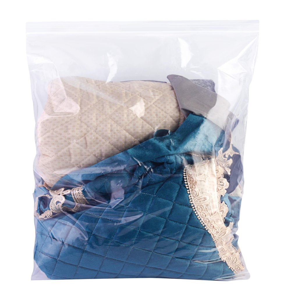 10 Heavy Duty Storage Bags with Zipper Top, 3.1-mil Thick, Extra Large 5 Gallon Bag 18" x 24", Resealable Plastic Bag, Jumbo Freezer Bags for Food, Clothes, Travel, Moving