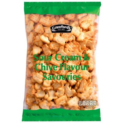 CRAWFORD'S Sour Cream & Chive Flavour Savouries 250g, Snack Biscuits (Pack of 5)