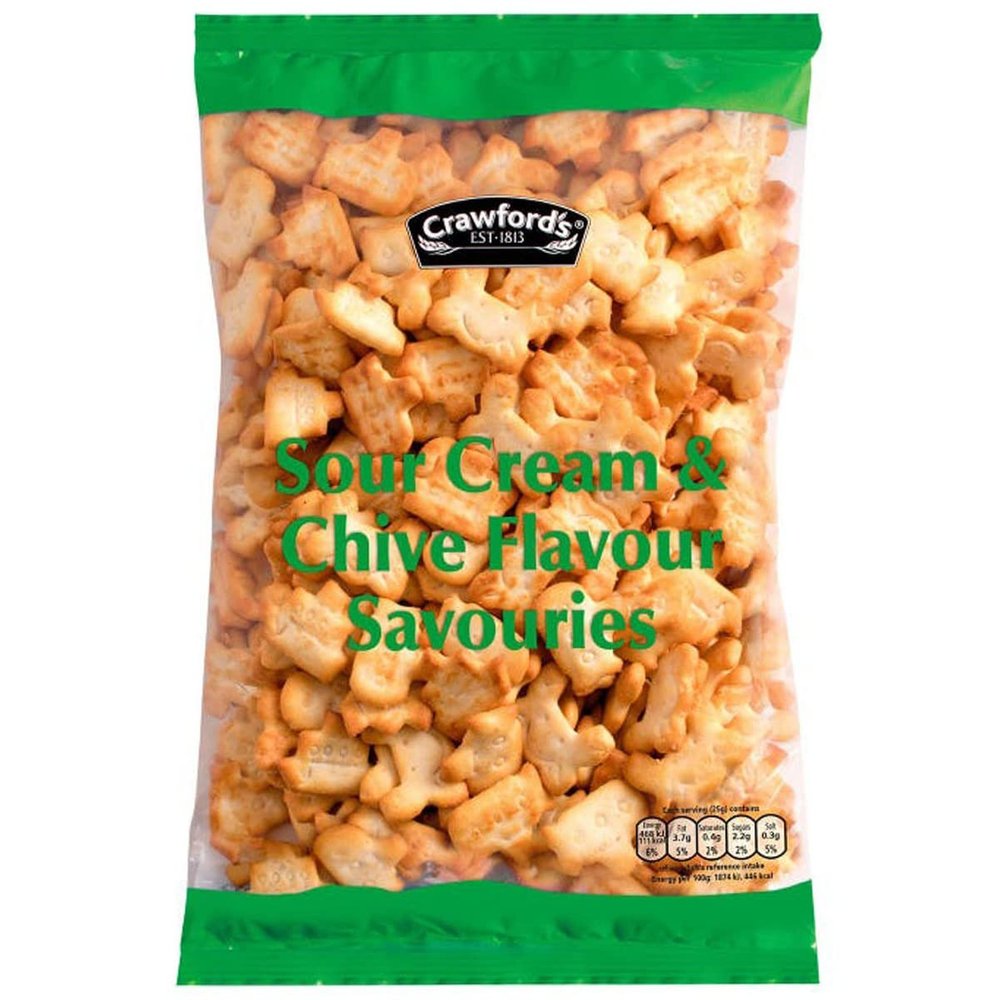 CRAWFORD'S Sour Cream & Chive Flavour Savouries 250g, Snack Biscuits (Pack of 5)