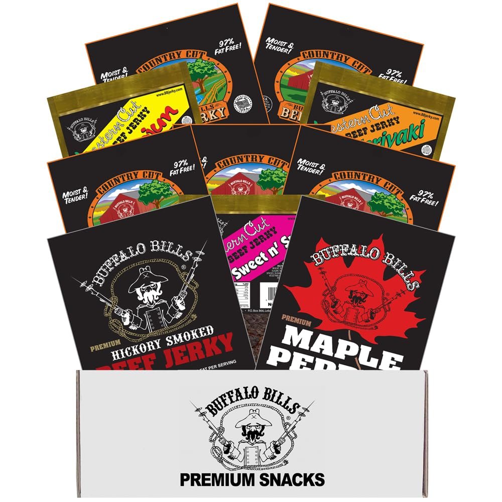 Buffalo Bills 10-Piece Assorted Jerky Sampler Gift Box (10 packs of assorted jerky)