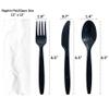 50 Heavy Weight Disposable Plastic Cutlery Sets | Packets - Knife Fork Spoon Napkin | Made from Recycled Plastics and 100% Recyclable, Eco-Friendly To Go Silverware, Utensils view 3