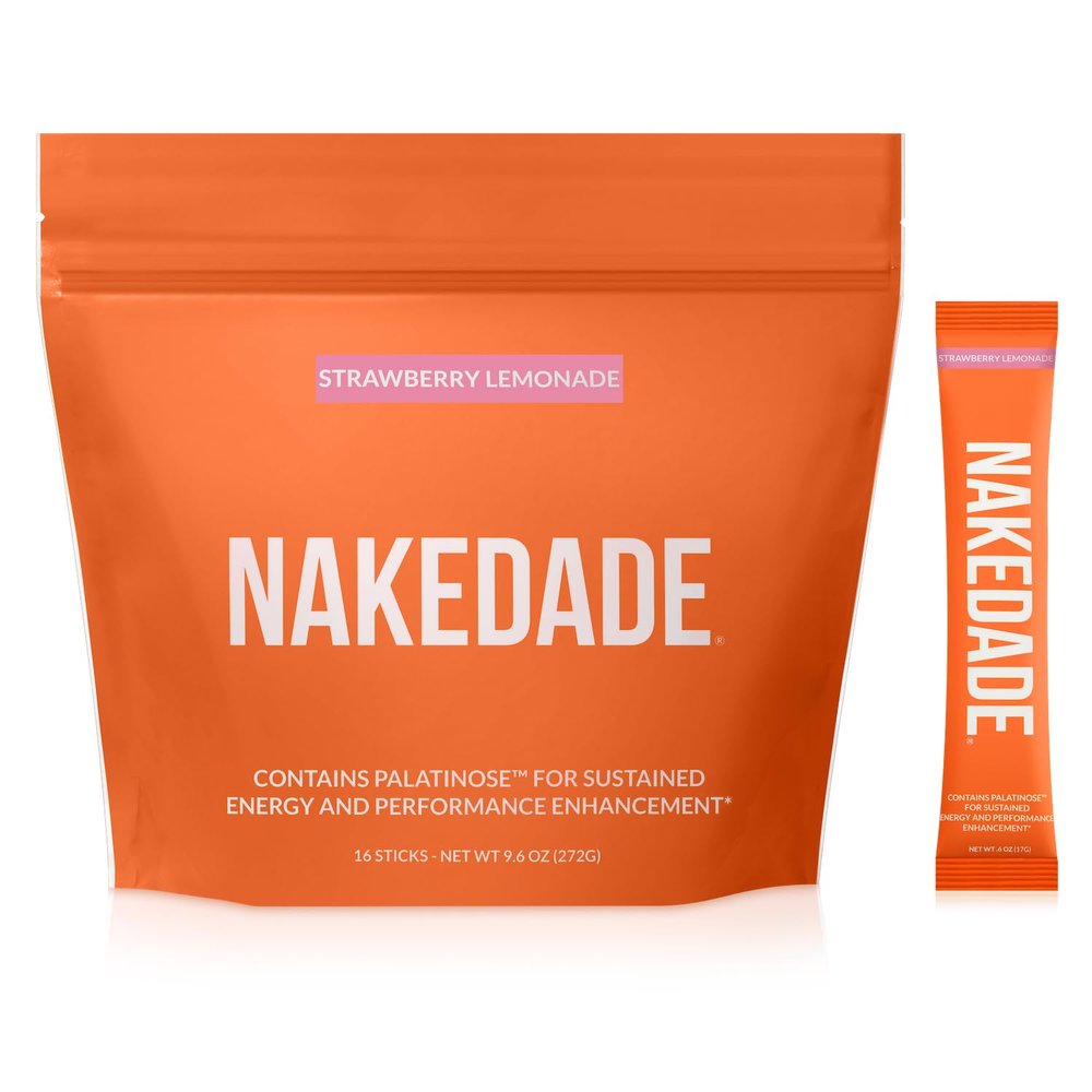 Nakedade Strawberry Lemonade Performance Enhancing Sports Drink Powder - Electrolyte Powder No GMOs or Artificial Sweeteners, Gluten-Free, Soy-Free, Dairy-Free 16 Sticks