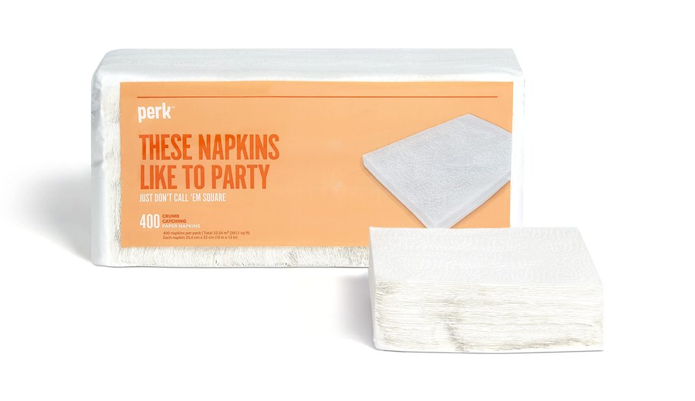 Perk Paper Napkins - Disposable, 1-Ply Luncheon Size, Perfect for Events, Entertaining, Office, 400 Pack
