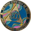 30 Year AA Medallion Elegant Marble Tahiti Teal Blue and Pink Gold Plated Chip view 1