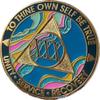 30 Year AA Medallion Elegant Marble Tahiti Teal Blue and Pink Gold Plated Chip view 3