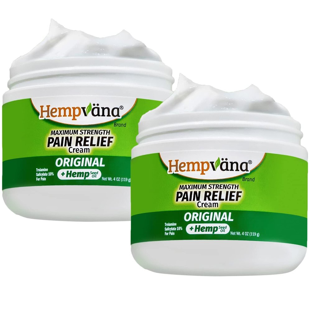 Hempvana Relief Cream 2 Pack with Seed Extract - Relieves Inflammation, Muscle, Joint, Back, Knee, Nerves and Arthritis  Made in USA 4oz Paraben Free, Vegan, Cruelty-Free As Seen On TV