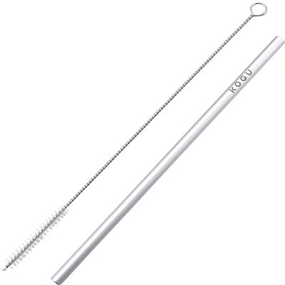 KOGU Shimomura Kihan 43942 Straw, Aluminum, 0.3 inches (7 mm), Made in Japan, Muddler, Reusable, Washable, Brush Included, Eco-Friendly, Cold Drink, Silver