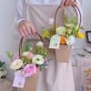 STKMELON 20Pack Kraft Paper Flower Gift Bags Bouquet Bags Box Waterproof Brown Paper Carrier Bags with Handle Tote Bags for Birthday Wedding Party Favors (T3-20Pack) view 4