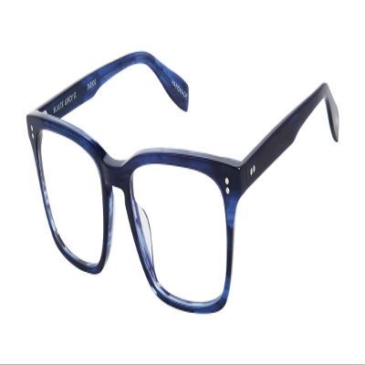 Scojo New York Leroy Street Blue Light Reading Glasses, Handmade Scratch Resistant Readers for Women and Men, Navy Smoke - 0.00x