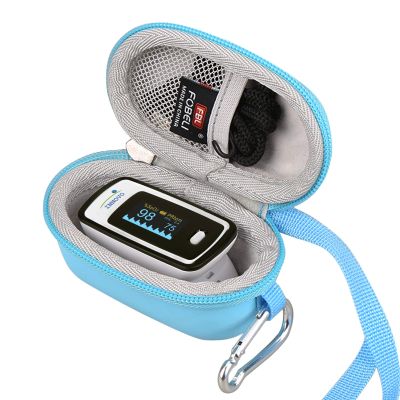 FBLFOBELI Hard Fingertip Pulse Oximeter Case, for Innovo Deluxe iP900AP/Zacurate Pro Series 500DL 500BL, for Small Children Blood Oxygen Monitor, 4.3x2.2x2.4 Inches, Case Only (Blue)