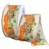 Jascotina, 2.5" Natural Linen Cheetah Pumpkin Ribbon: Orange (10 Yards) - Fall Gift Wrapping Wired Ribbon view 1