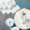 100 Pack Fall Guest Napkins, Thanksgiving Blue Pumpkins Paper Napkins Autumn Disposable Hand Towels 3-Ply Dinner Napkins for Kitchen, Fall Harvest Parties Dinners or Events view 4