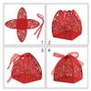 Auto-plaza 50 Pieces Beauty Laser Cut Favor Boxes DIY Wedding Birthday Gift Candy Boxes with Ribbons (Red) view 2