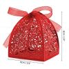 Auto-plaza 50 Pieces Beauty Laser Cut Favor Boxes DIY Wedding Birthday Gift Candy Boxes with Ribbons (Red) view 3