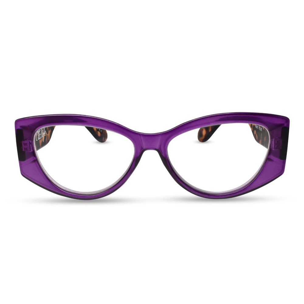 2SeeLife Oversized Cateye Reading Glasses for Women MediumWide Fit, Durable & Sturdy Frame, Trendy Premium Cateye Readers, Purple, +1.75