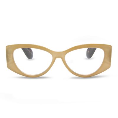 2SeeLife Oversized Cateye Reading Glasses for Women MediumWide Fit, Durable & Sturdy Frame, Trendy Premium Cateye Readers, Beige, +2.25