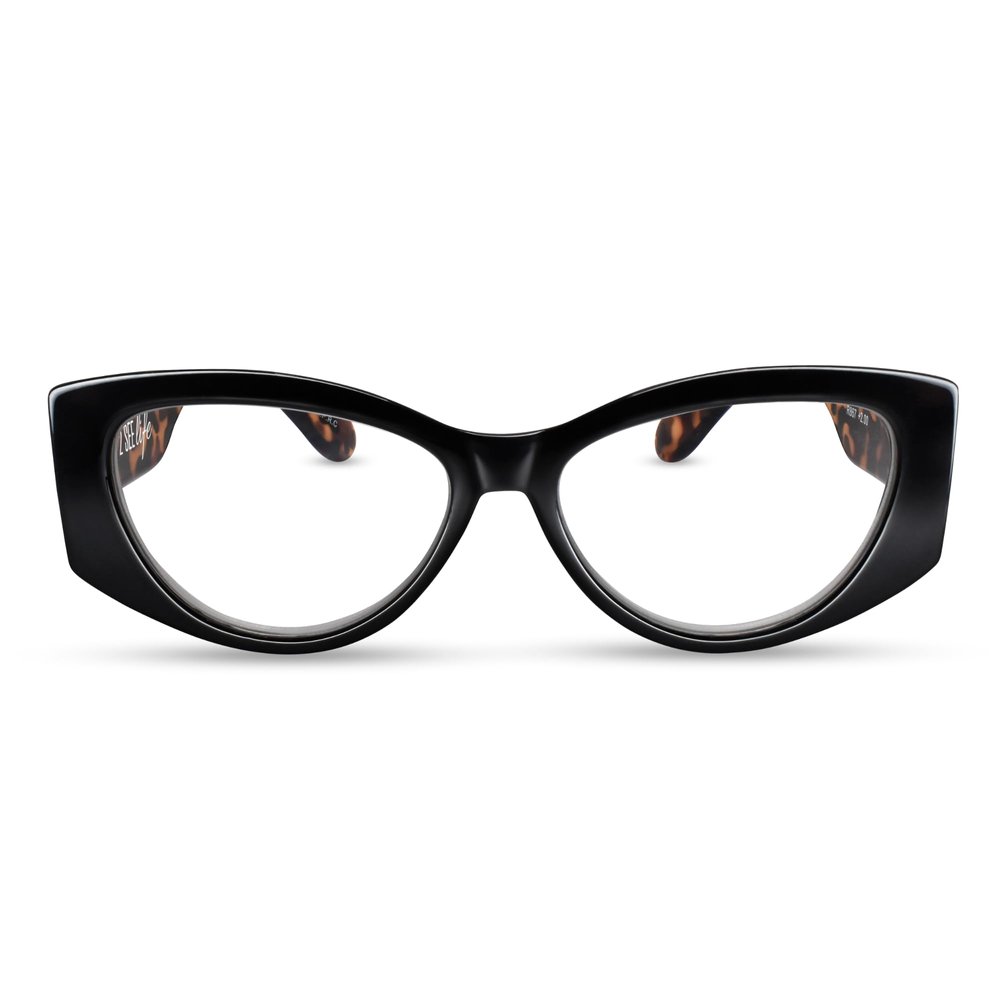 2SeeLife Oversized Cateye Reading Glasses for Women  MediumWide Fit, Durable & Sturdy Frame, Trendy Premium Cateye Readers, Black, +3.00
