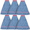 Matthew Cleaning 20oz Heavy Duty Mop Head Commercial Replacement for General and Floor Cleaning, Wet Industrial Blue Cotton Looped End String Head Refill (Pack of 6) Blue view 1