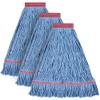 Matthew Cleaning 20oz Heavy Duty Mop Head Commercial Replacement for General and Floor Cleaning, Wet Industrial Blue Cotton Looped End String Head Refill (Pack of 3) Blue view 1