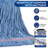 Matthew Cleaning 20oz Heavy Duty Mop Head Commercial Replacement for General and Floor Cleaning, Wet Industrial Blue Cotton Looped End String Head Refill (Pack of 3) Blue view 2