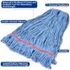 Matthew Cleaning 20oz Heavy Duty Mop Head Commercial Replacement for General and Floor Cleaning, Wet Industrial Blue Cotton Looped End String Head Refill (Pack of 3) Blue view 3