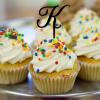 Initial K Cupcake Toppers Single Letter Monogram Name For Wedding Anniversary Party Favors Country Laurel Wreath Choosing Letter Design Color Bachelorette Gifts 6PCS view 2