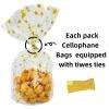 Capesaro Gold Cellophane Bags,Star Cellophane Treat Bags with Twist Ties,Thick Plastic Small Cello Bags for Bakery,Cookies, Dessert Candy Buffet Supplies (50 Pack) view 2