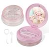 Denture Case, Leak Proof Denture Bath Case Cup Kit for Travel Cleaning, Heigoeost Denture Holder Box Bath Soaking Container for Women & Men with Mirror, Strainer, Removal Tool and Denture Brush(Pink) view 1