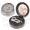 Denture Case, Leak Proof Denture Bath Case Cup Kit for Travel Cleaning, Denture Holder Box Bath Soaking Container for Women & Men with Mirror, Strainer, Removal Tool and Denture Brush(Grey) view 1