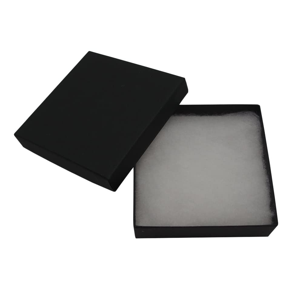 CuteBox Matte Black Cotton Filled Boxes 100pcs (3 1/2" x 3 1/2" x 1") for Jewelry, Retail, Merchandise, Party Favors, Gift Boxes, Handmade, Homemade, Arts and Crafts