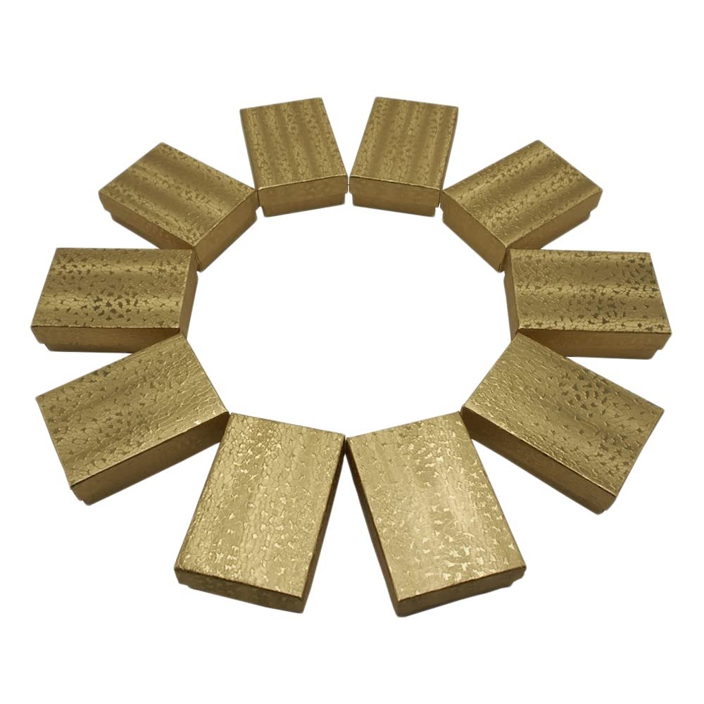 CuteBox Gold Cotton Filled Boxes 100pcs (5 3/8" x 3 7/8" x 1") for Jewelry, Retail, Merchandise, Party Favors, Gift Boxes, Handmade, Homemade, Arts and Crafts