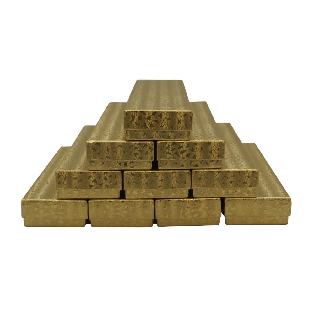 CuteBox Gold Cotton Filled Boxes 100pcs (8" x 2" x 1") for Jewelry, Retail, Merchandise, Party Favors, Gift Boxes, Handmade, Homemade, Arts and Crafts